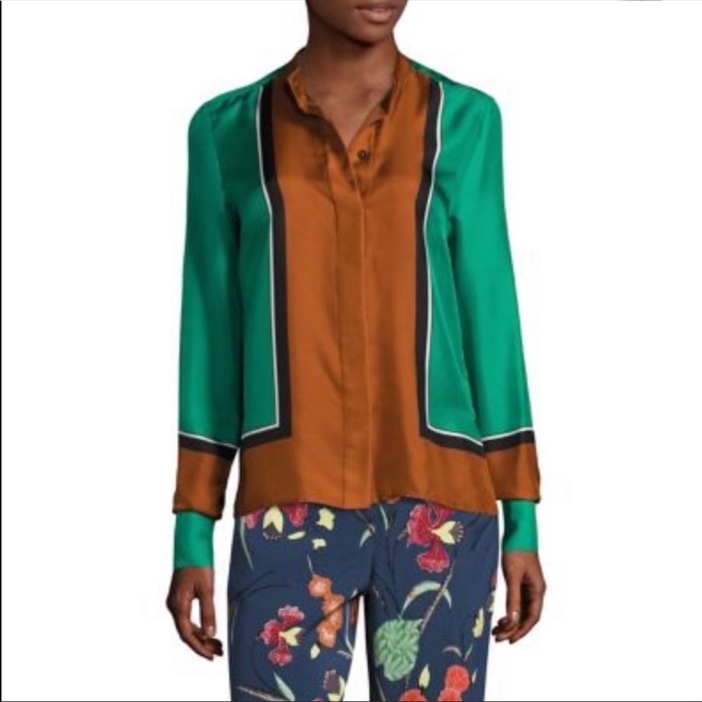 Diane Von Furstenberg — Color block Silk Blouse